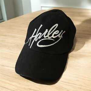 Harley-Davidson Black Hat with Rhinestone Logo Adjustable with Silver Buckle